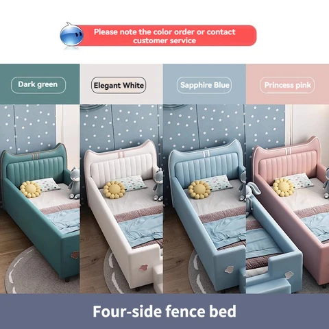 Кожаная детская сращивающаяся кровать в итальянском стиле мебель для спальни деревянная детская кровать для мальчиков и девочек милая детская кровать с безопасным поручнем