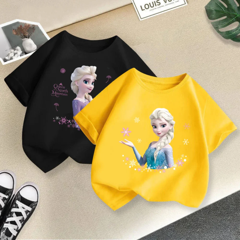 

Новые летние футболки с коротким рукавом для девочек, топ с принтом «Холодное сердце», Эльза, детская одежда для маленьких детей, детские по...