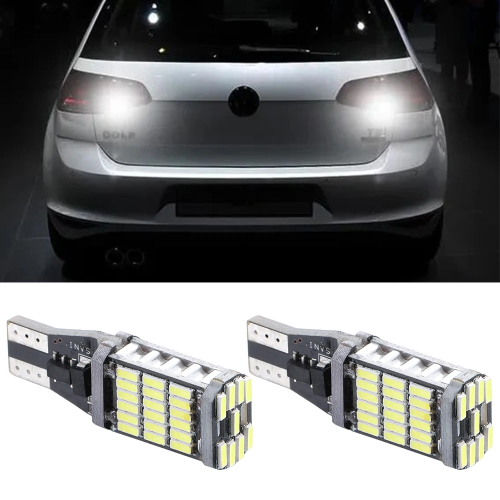 

Светодиодные лампы T15 W16W 921 912 T16 902 высокой мощности, 45 шт., 4014SMD, Сверхъяркие, лм, сменные, для автомобильных задних фонасветильник, белые