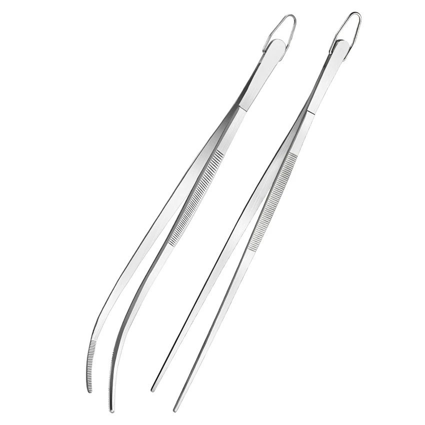 

12In Kitchen Tweezers Tongs Set Cooking Tweezers Bar Ice Clip Pet Feeding Clip Premium Stainless Steel Locking Food Tongs for