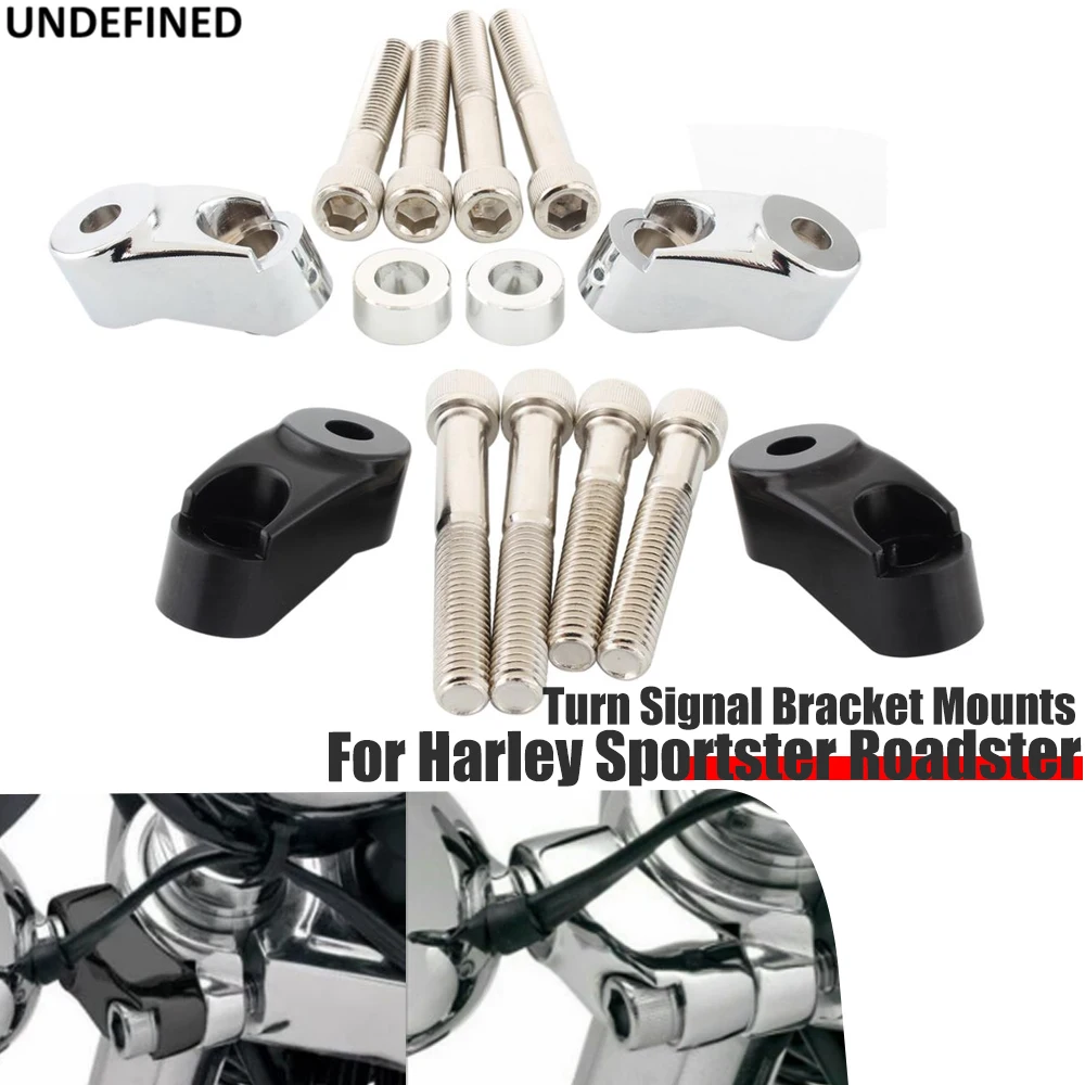 

39mm 49mm Fork Tube For Harley Sportster Roadster Dyna Street Bob Motorcycle Front Turn Signal Lights Relocation Bracket Kits