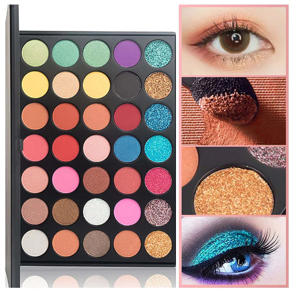 

35-Color Eye Shadows Palettes With Pearl/Sequins/Matte Smudge-proof Portable Eyeshadow For Beginner Give Birthday Presents