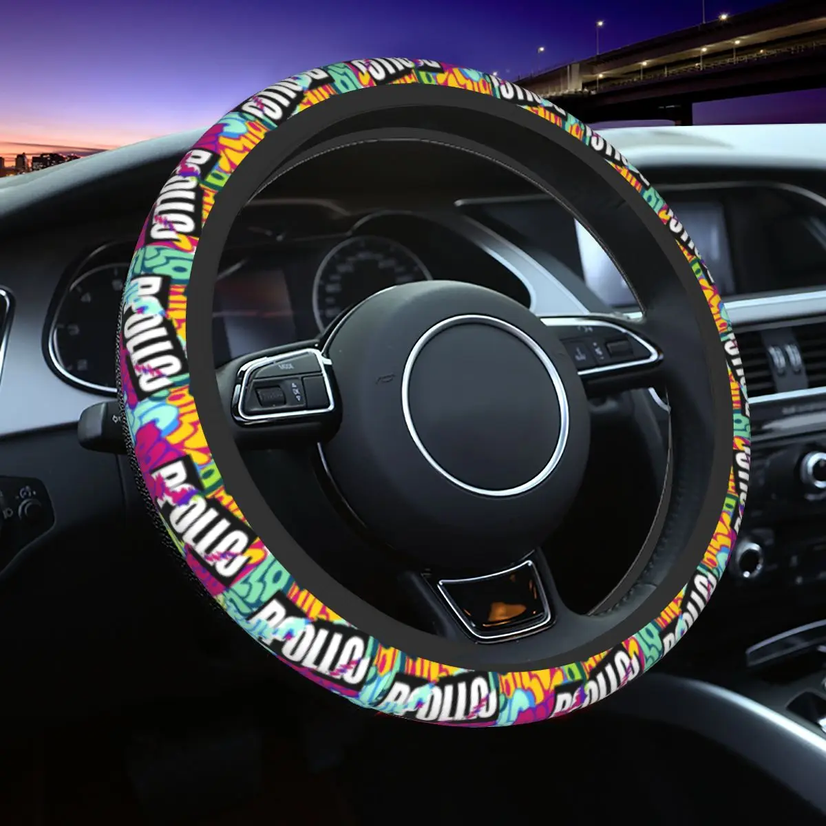 

Colorful Graffiti Art Car Steering Wheel Cover 37-38 Anti-slip Fashion Auto Decoration Car Accessories