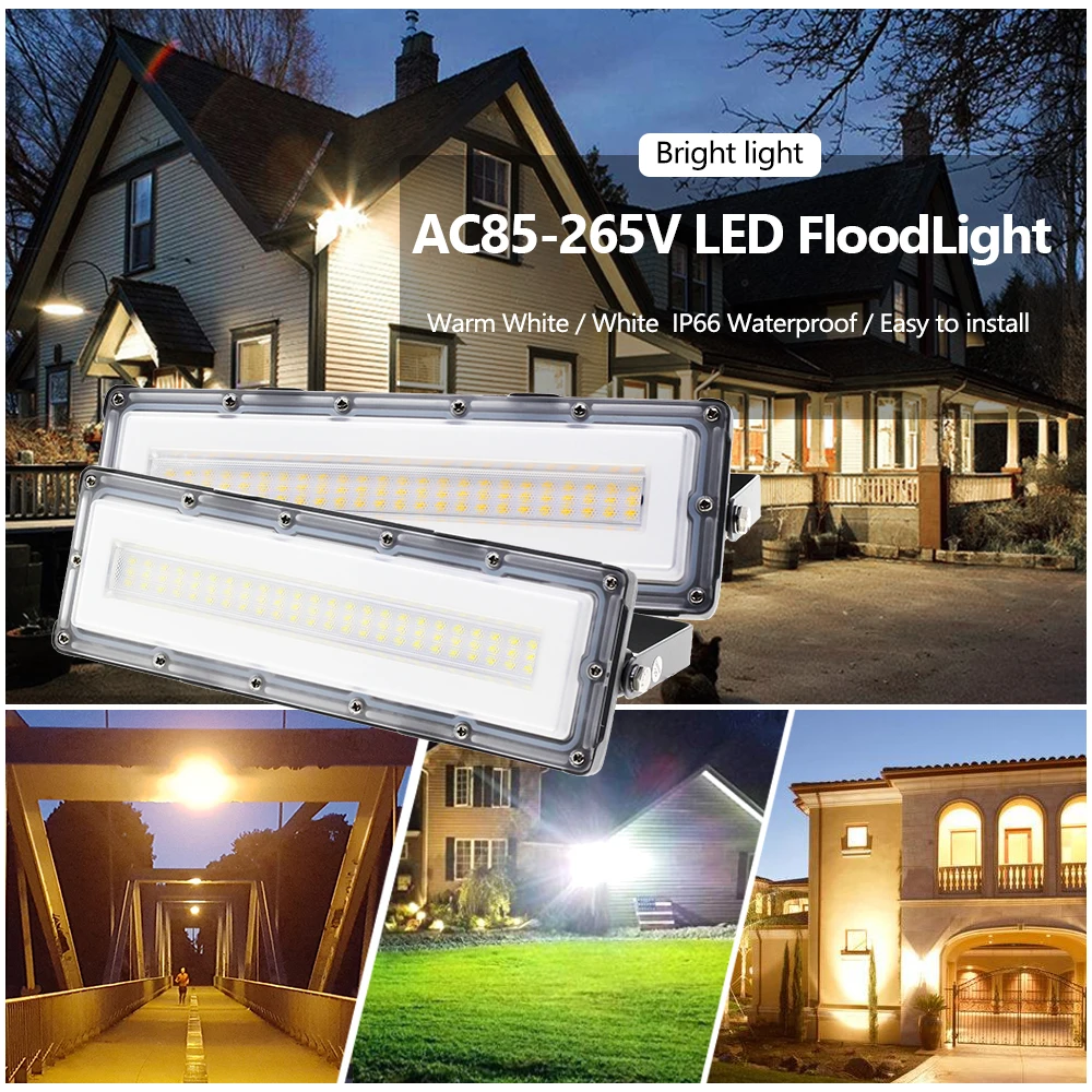 Фото Прожектор светодиодный AC85-256V, 50 Вт, водонепроницаемый, SMD 2835, 72 шт., IP66, для сада, квадратный, настенный, наружное уличное освещение №2