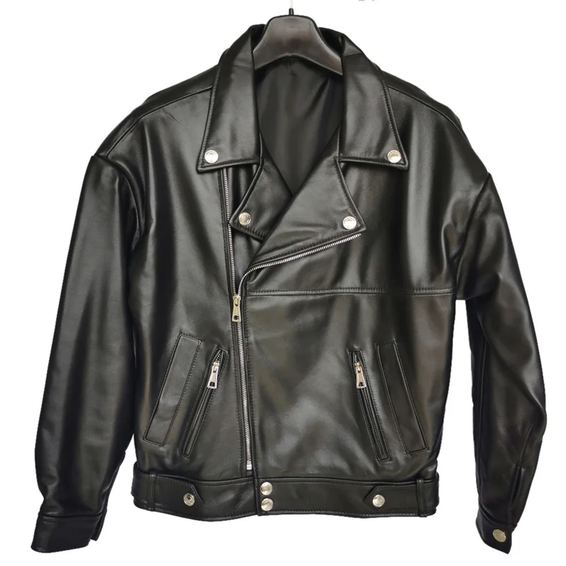 

luxury Genuine Leather Soft 100% Natural Sheepskin Drop-Shoudler Jacket Women Casual Spring Autumn Coat