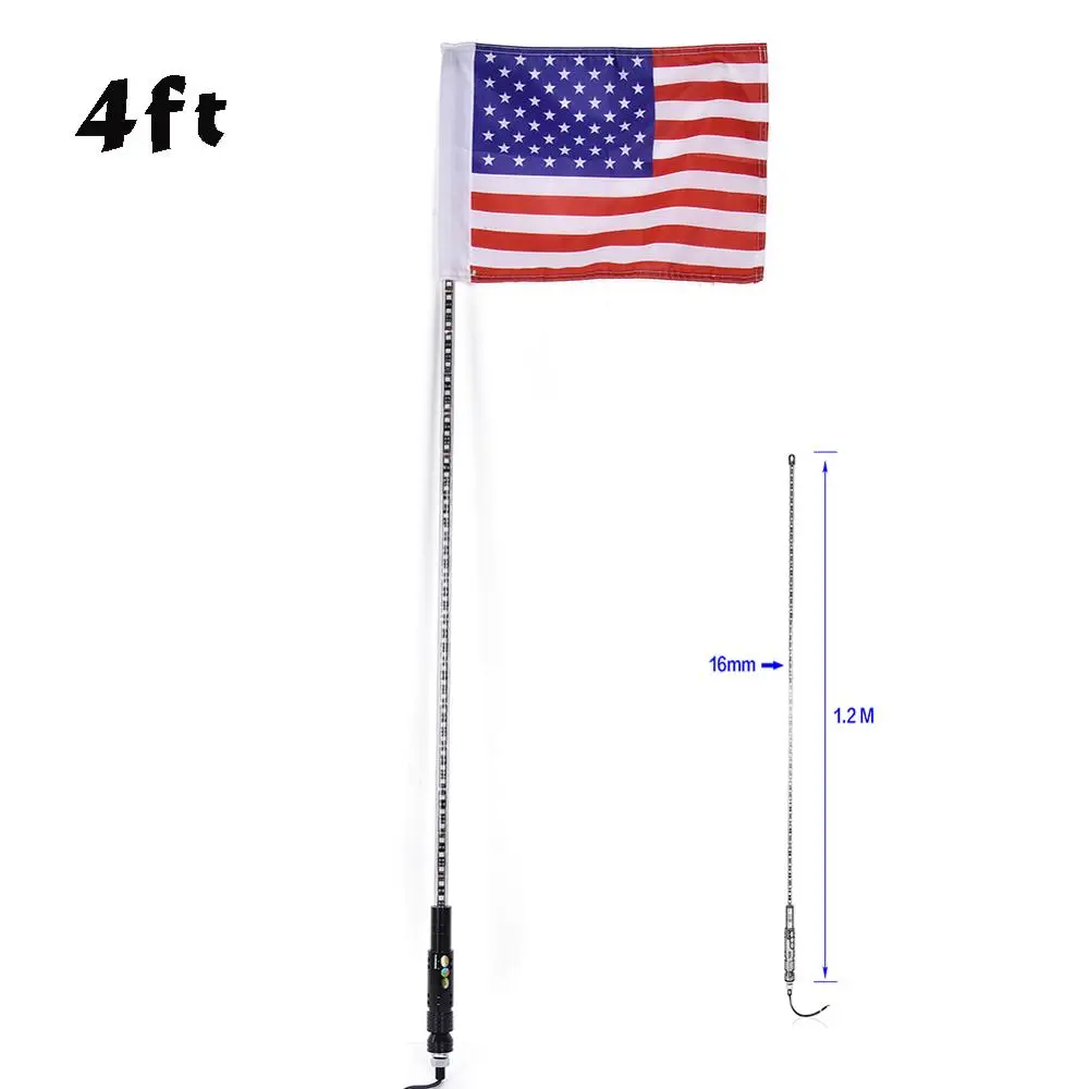3ft 4ft RGB LED Flag Pole Safety Antenna Whip Lights w/ Remote Control For ATV UTV Polaris RZR Off Road Jeep Sand Buggy Truck - купить по