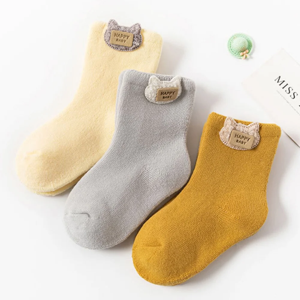 

3 Pairs/Lots Baby Socks Infant Boys Girls Warm Thickened Terry Socks Cute Newborn Sock Autumn Winter Cotton Baby Toddler Socks