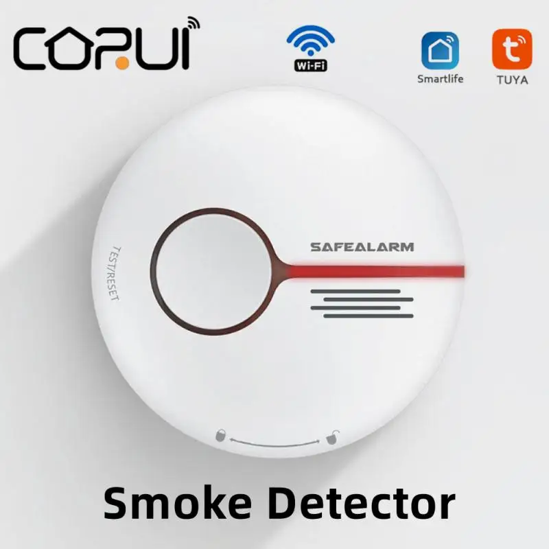 

CORUI Tuya Smart WIFI Smoke Detector Smart Life App Remote Monitoring Smart Home Fire Alarm Sensor Gas Detector For Home