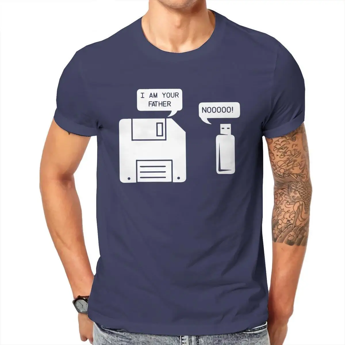 USB Floppy Disk  Men T Shirts I Am Your Father Geek Unique Tee Shirt Short Sleeve Round Neck T-Shirts Cotton Adult Tops