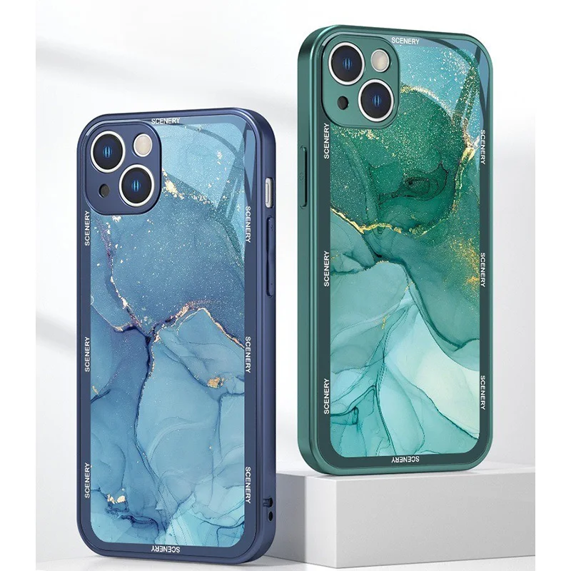 

MiFuny iphone 13 cases IPhone 14 Pro Max Case Silicone Cover Shockproof Cover Marble Art Fashion Phone Case Lens Protector Shell