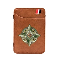 freemasonry cross all seeing eye printing leather magic wallet classic men women money clips card purse cash holder be1453