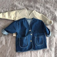 jacket autumn baby boy denim toddler kids girls solid color loose coat cotton clothes child kid jackets coats outwear clothes