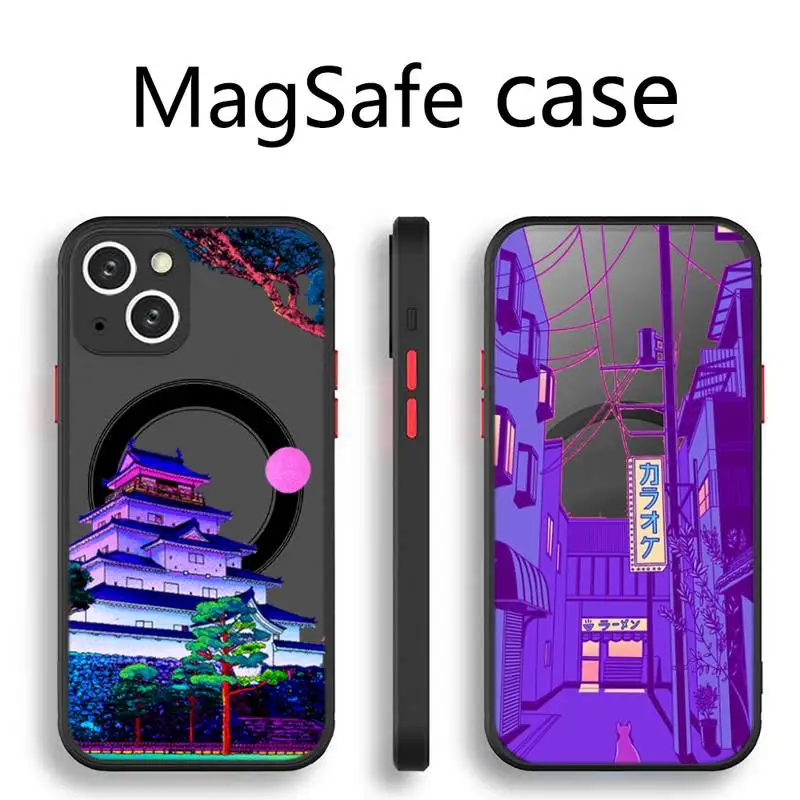 

Japanese Anime Hand Painted House scenery Transparent Magsafe Magnetic Magnet phone Case For For iPhone 13 12 11 Pro Max Mini