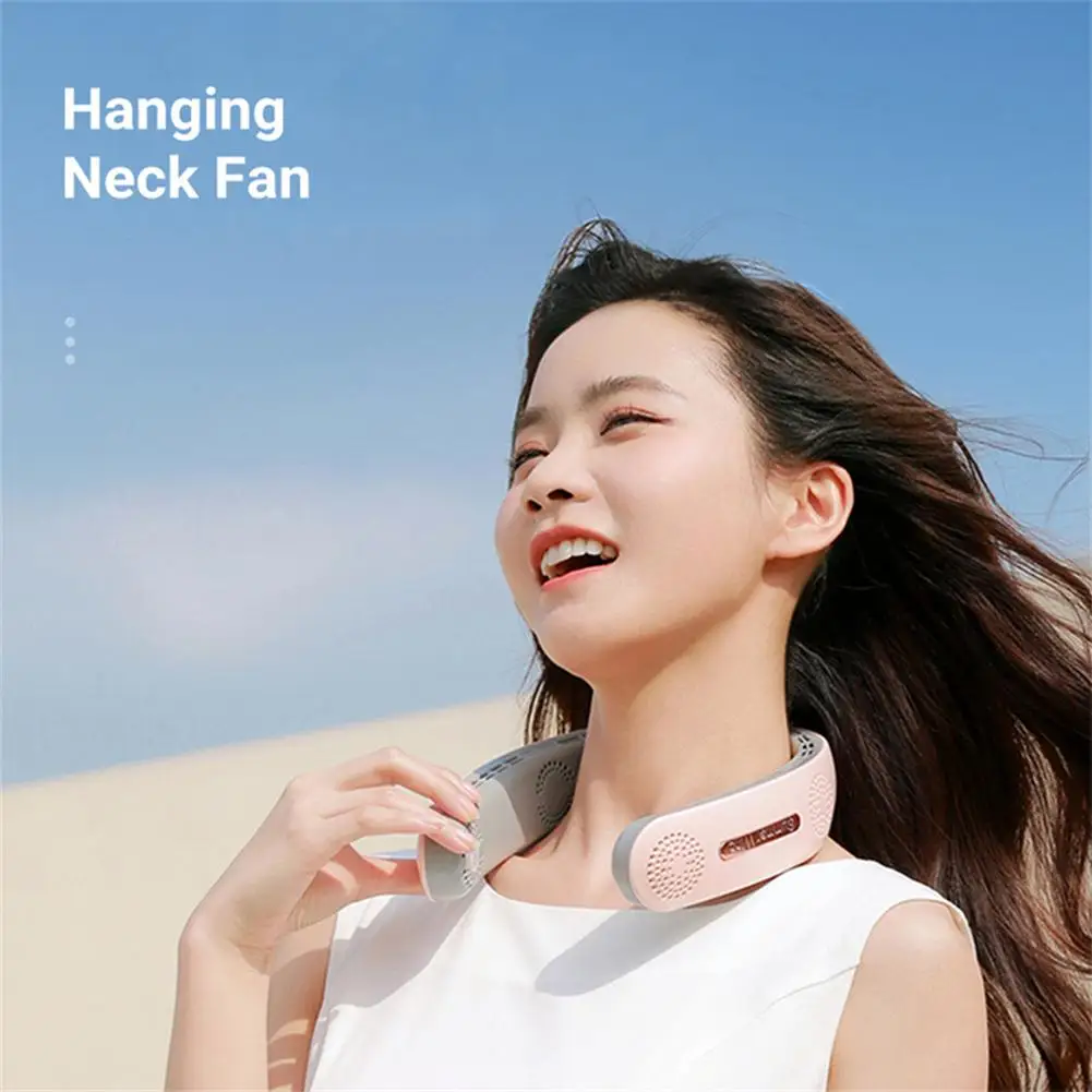 

Portable Neck Fan Usb Rechargeable Low Noise Leafless Cooling Fan Air Cooler Wearable Neckband Fans A306