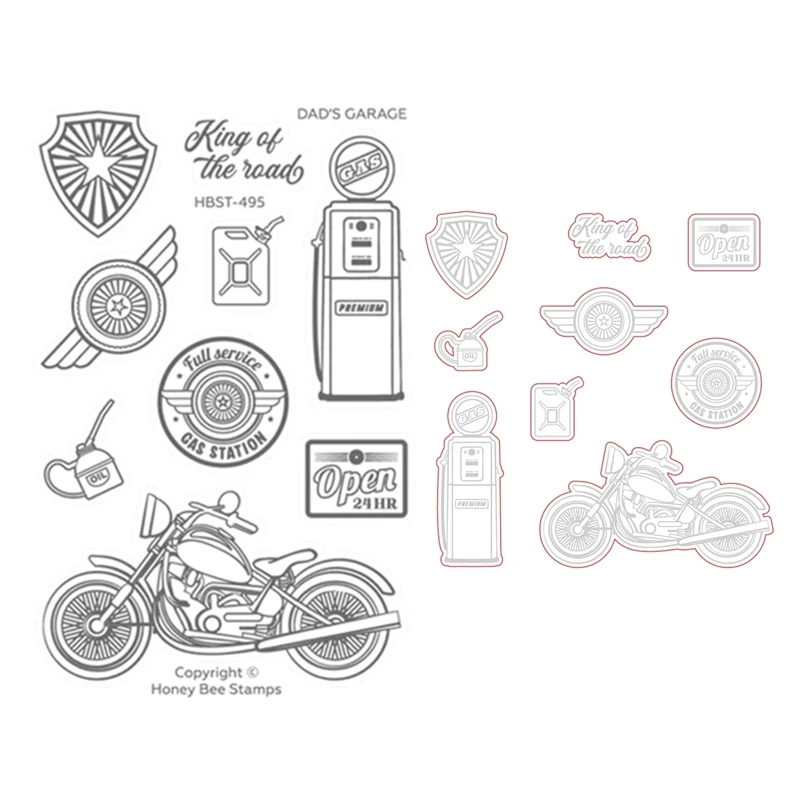 

HonB Father's Day Dad's Garage Clear Stamps Cutting Dies for New May 2023 Scrapbooking Paper Making Bee Frame Craft Card
