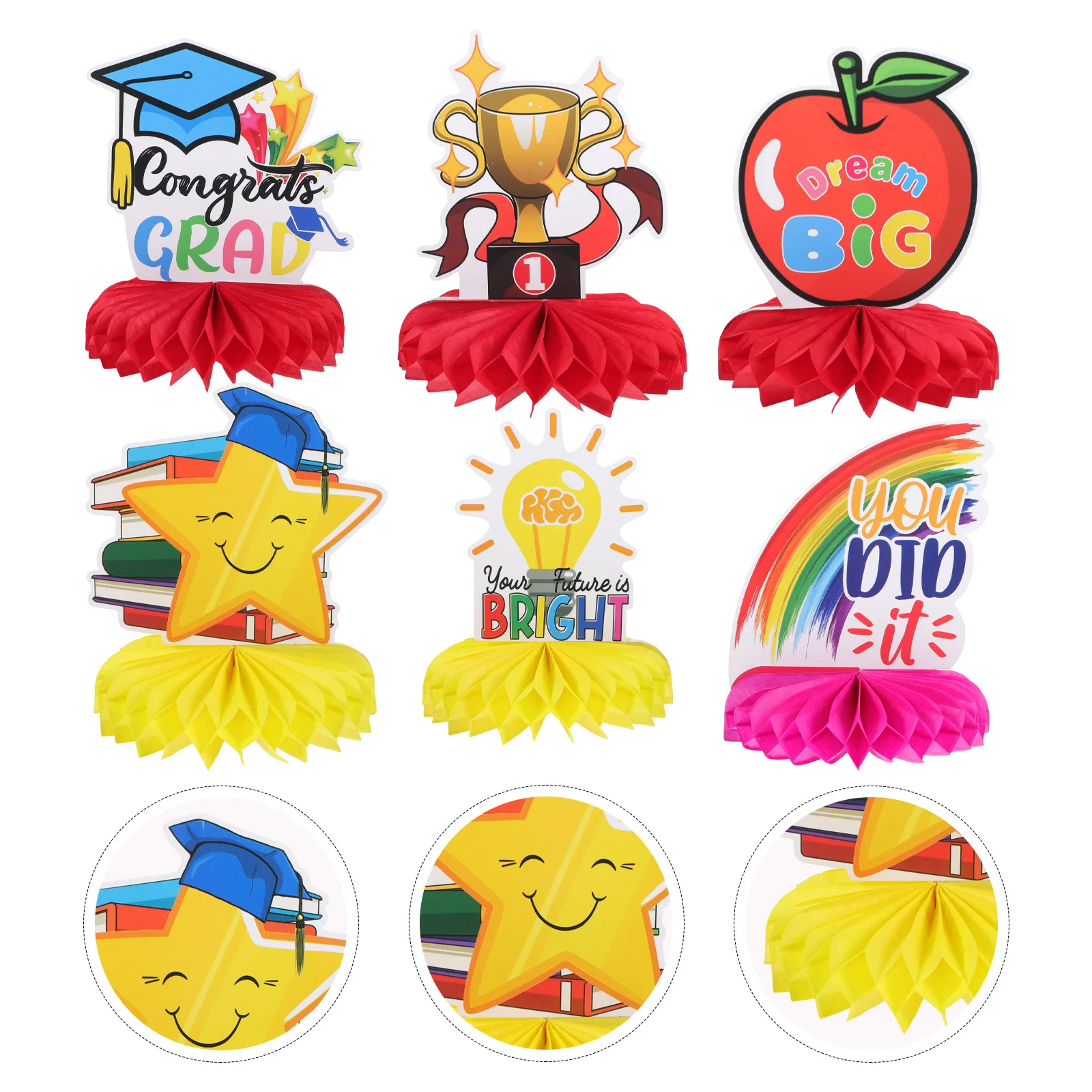 

9pcs Kindergarten Graduation Honeycomb Centerpieces Graduation Party Favor Supplies