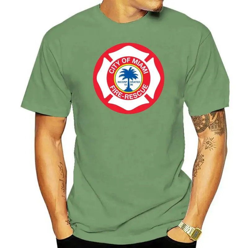 

New City of Miami Fire Rescue Fire Department Firefighter Double Side T-Shirt 2022 Summer Men Street Style Printing T Shirts