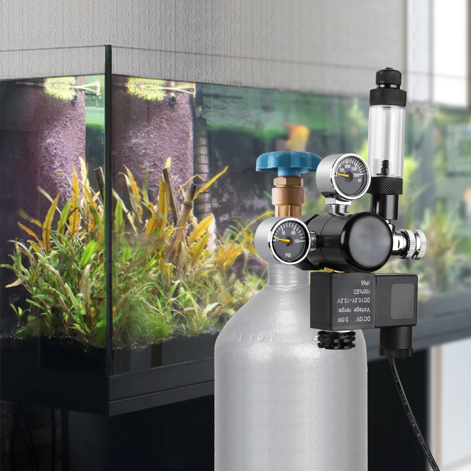 FZONE Аквариум CO2 регулятор AC соленоид мини двойной датчик дисплей с счетчиком
