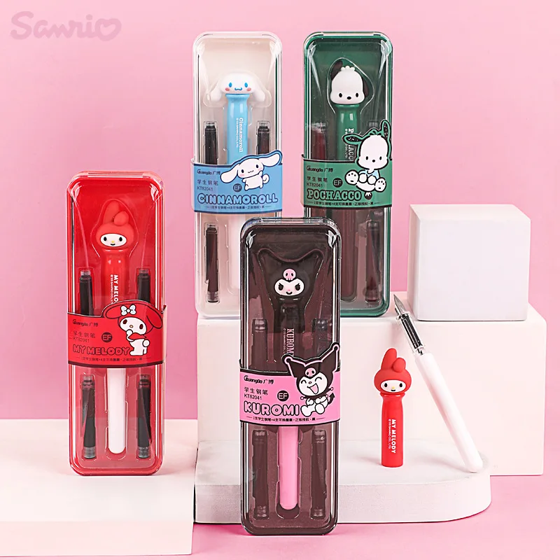 

Sanrio Kuromi Cinnamoroll Fountain Pen Cute Anime Cartoon My Melody Pochacco EF Nibs Replaceable Ink Student Study Stationery