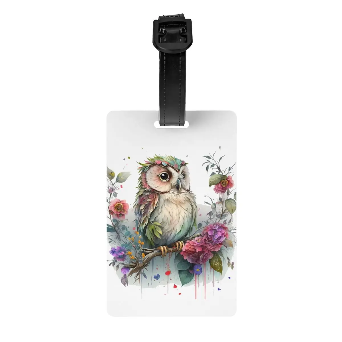 Багажная бирка с цветком и совой на заказ для чемоданов модные багажные бирки