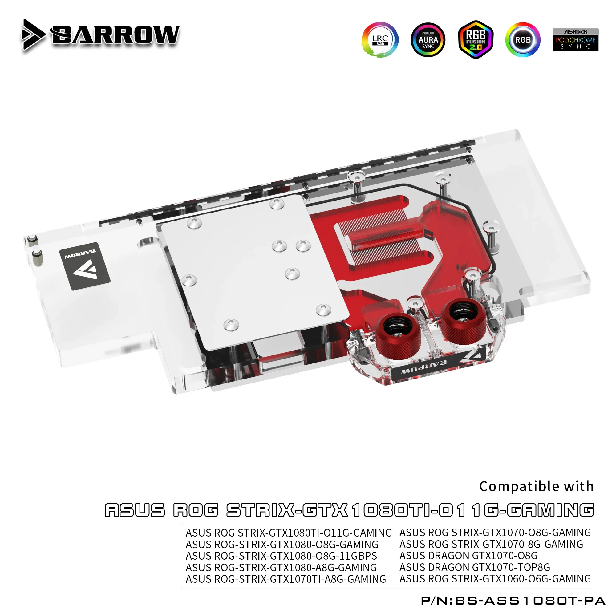 Блок водяного охлаждения графического процессора Barrow 1080ti 1070 кулер с полной