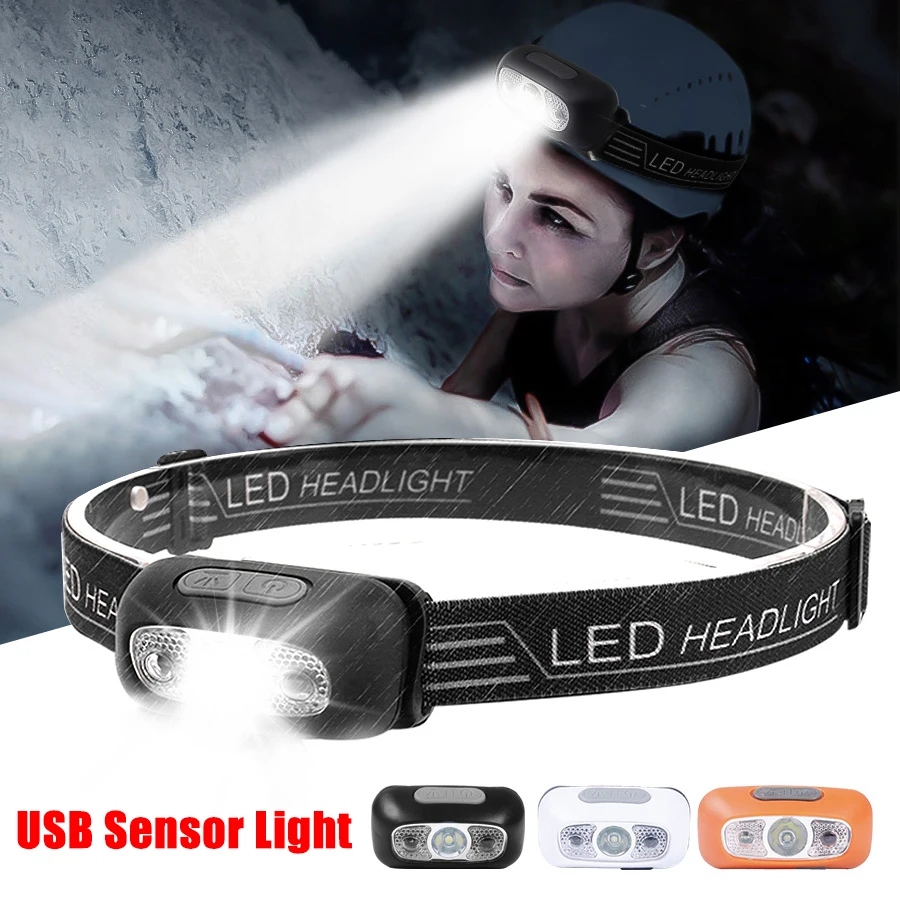 

Mini Portable LED Headlamps USB Rechargeable Powerful Sensor Headlight Camping Fishing Flashlight Outdoor Lights Torch Lantern