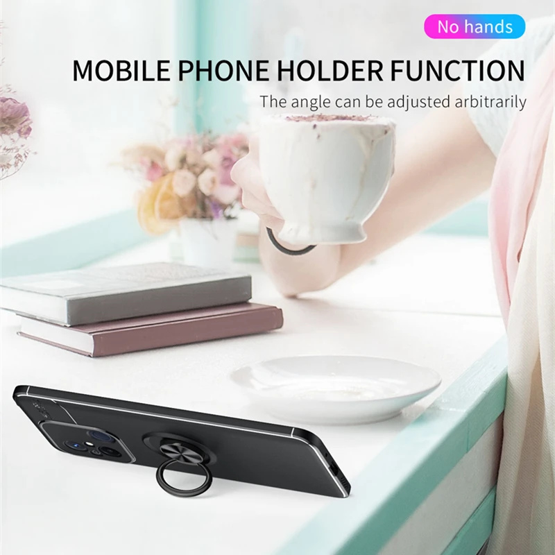 For Redmi 12C Case Cover Xiaomi Redmi 12C Capas Shockproof Phone Bumper Back Armor Soft TPU Ring Holder Cover Xiaomi Redmi 12C