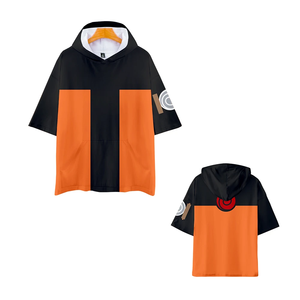 Толстовка с коротким рукавом принтом Наруто Футболка и капюшоном Лето 2022 г.