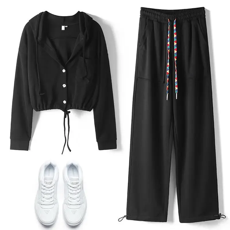 Женские весенние комплекты новейшие однотонные универсальные с капюшоном