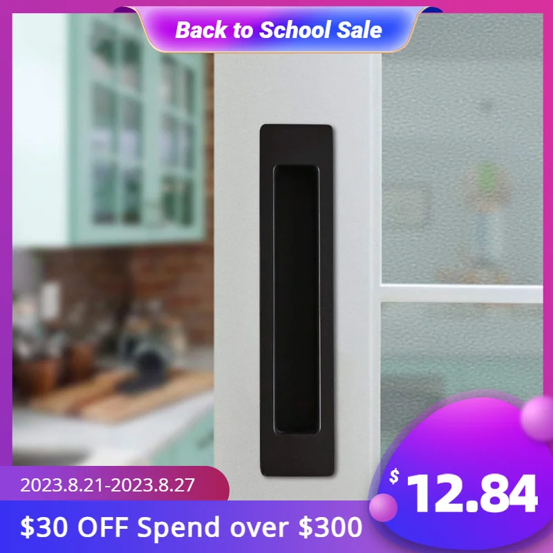 

Invisible Door Handle for Sliding Barn Wooden Door Furniture Hardware Rectangle Shaped Sliver (7.08"L 1.5"W)