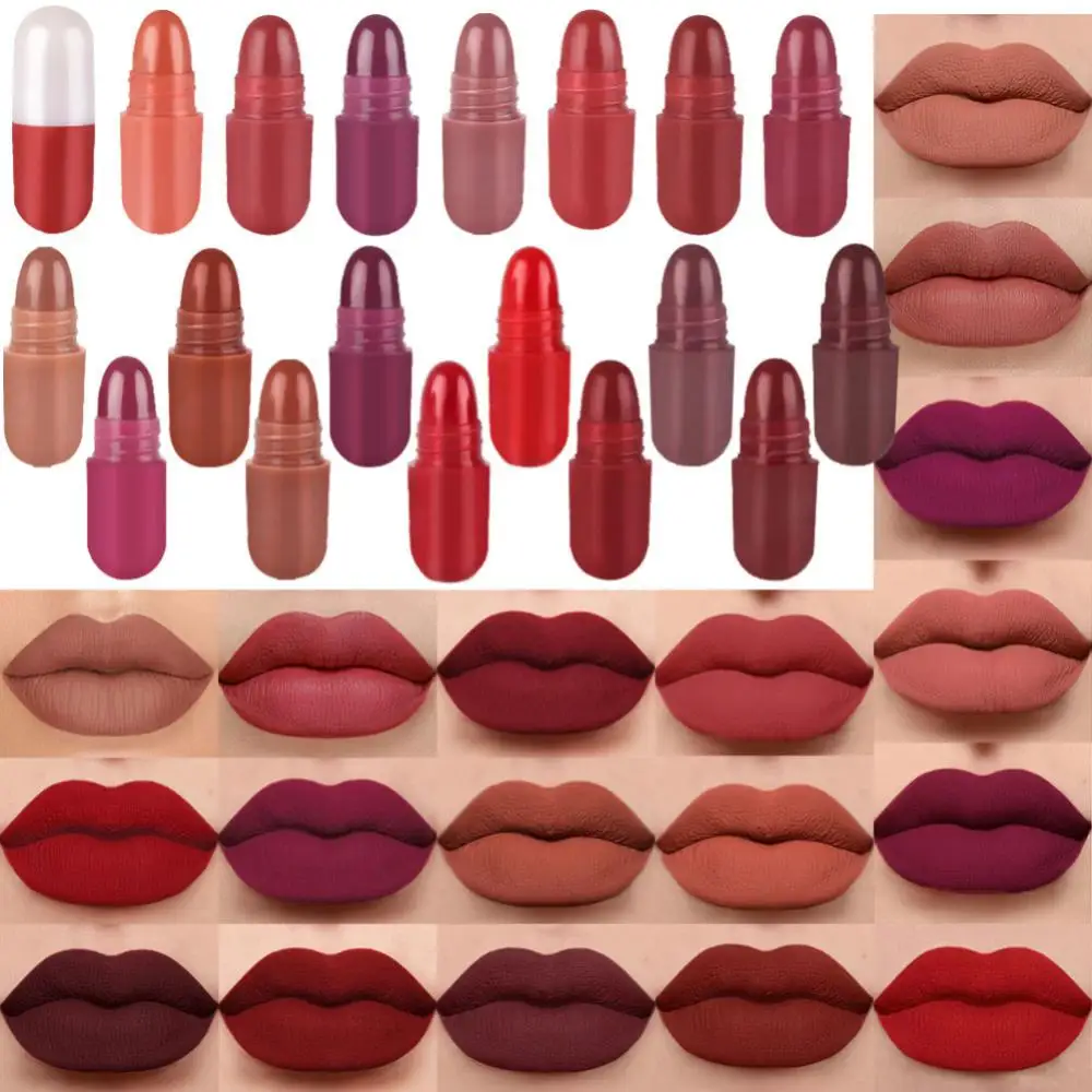 

Capsule Lipstick Set Velvet Matte Long Lasting Lipgloss Waterproof Non-stick Cup Lip Glaze Moisturizing Lip Tint Makeup