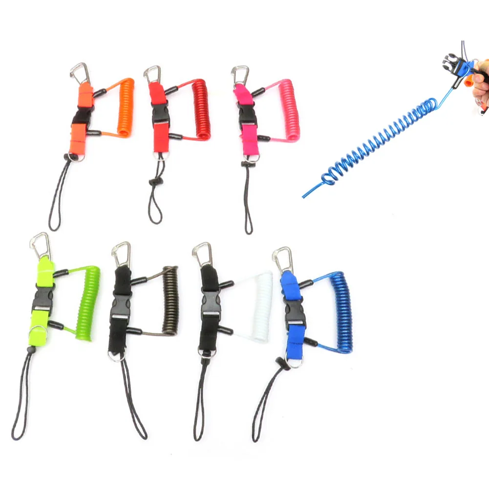

Scuba Diving Snappy Coil Springs Camera Lanyard Spiral With Ring Dive For Underwater Housing Flashlight Torch