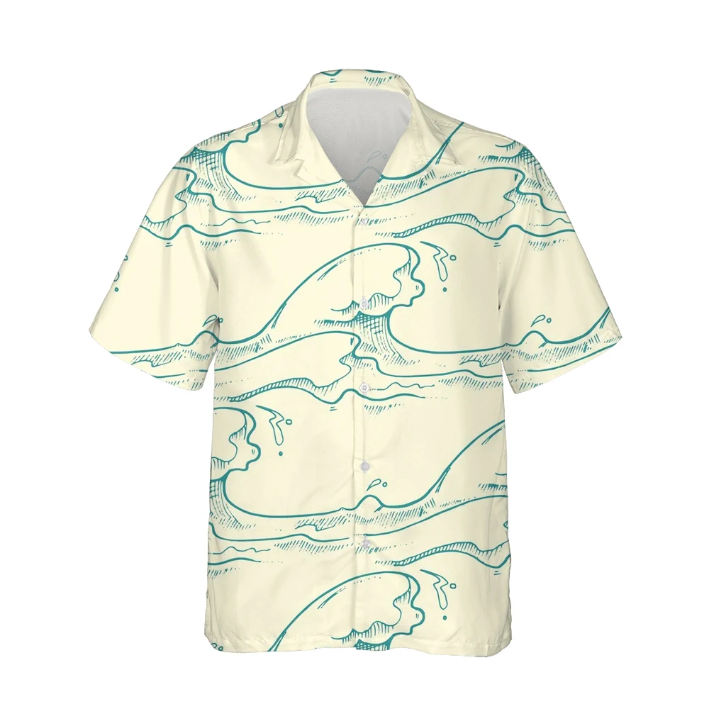 Jumeast 3d Abstract Sea Wave Printed Mens Hawaiian Shirt Short Sleeve Harajuku Japanese Fashion Shirts for Men Loose Streetwear