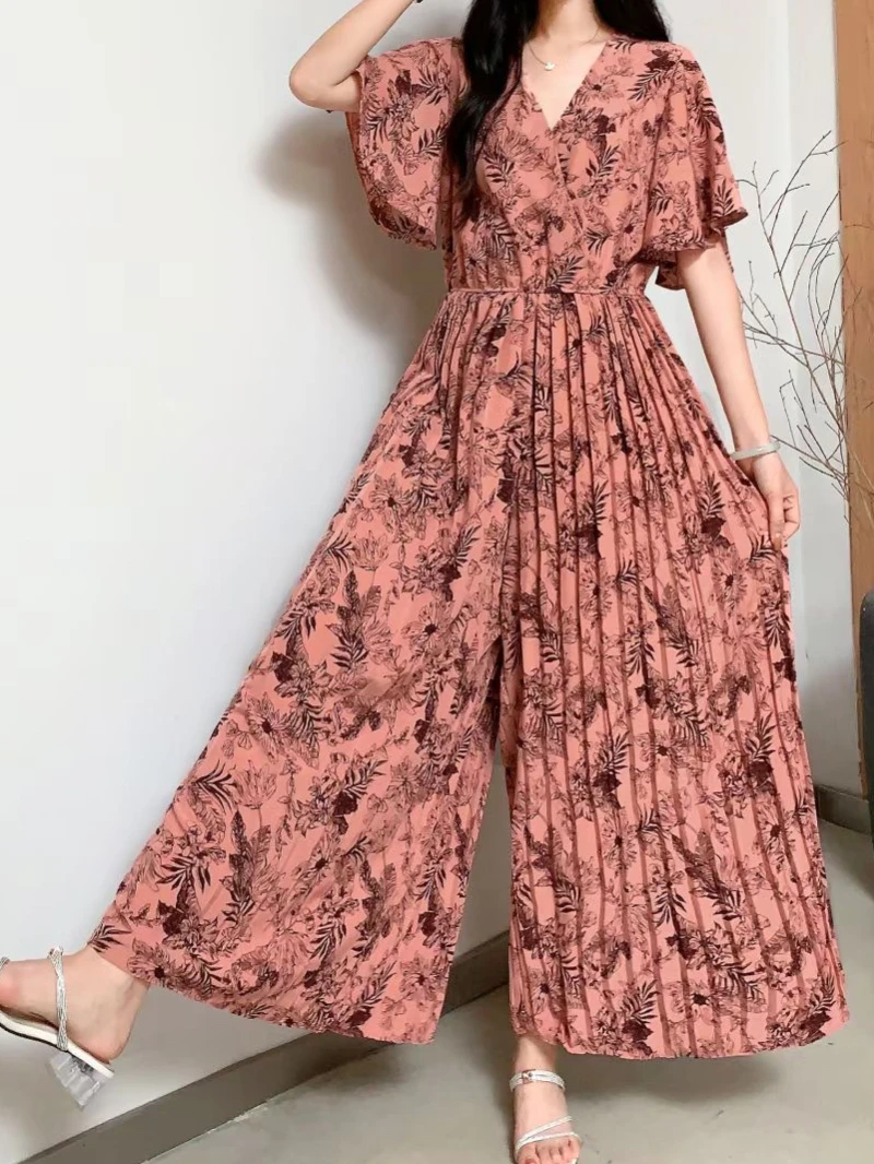 Женский Облегающий Комбинезон С Широкими Штанинами V-образным Вырезом Короткими