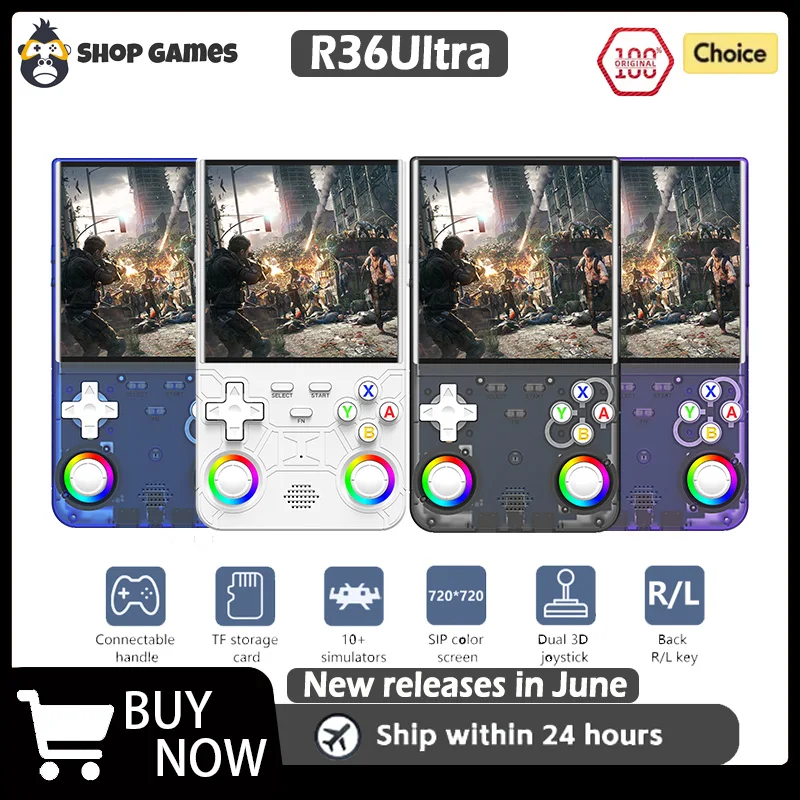R36 Ultra 2025 Open Source R36S Video Game Console Linux System 4.0 Inch IPS Screen  Portable Pocket Video Player 64G best Games