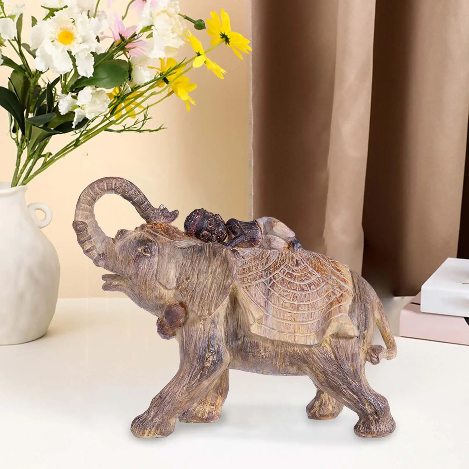 

Статуя слона из смолы, орнамент, скульптура, ремесло для настольного украшения, подарок, африканские слоны, подарки