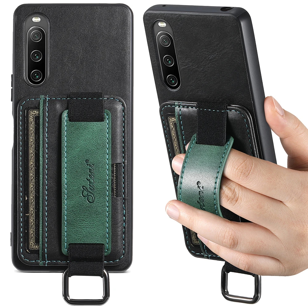 

For Sony Xperia 10 V 1v Case Luxury Leather Kickstand Cover For Xperia 10 V 1 5 10 Iv Case With Wristband Bracket Card Slots