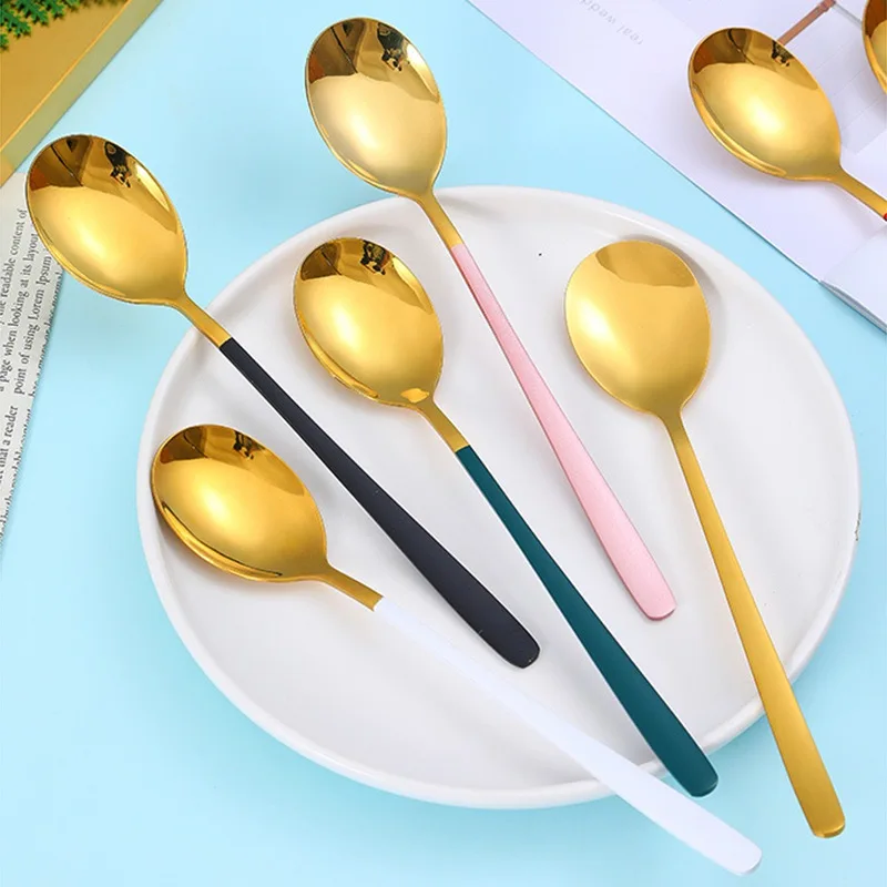 

304 Stainless Steel Flatware Cake Spoon Tableware Creative Korean Dessert Tea Appetizer Dessert Spoons Tea Coffee