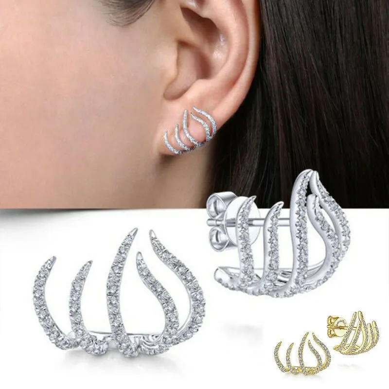

Silver Stud Earrings Wedding Jewelry Gift Fashion Cubic Zirconia for Women