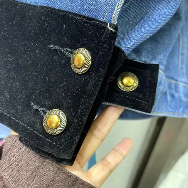 Джинсовая куртка женская с отложным воротником винтажная свободная уличная