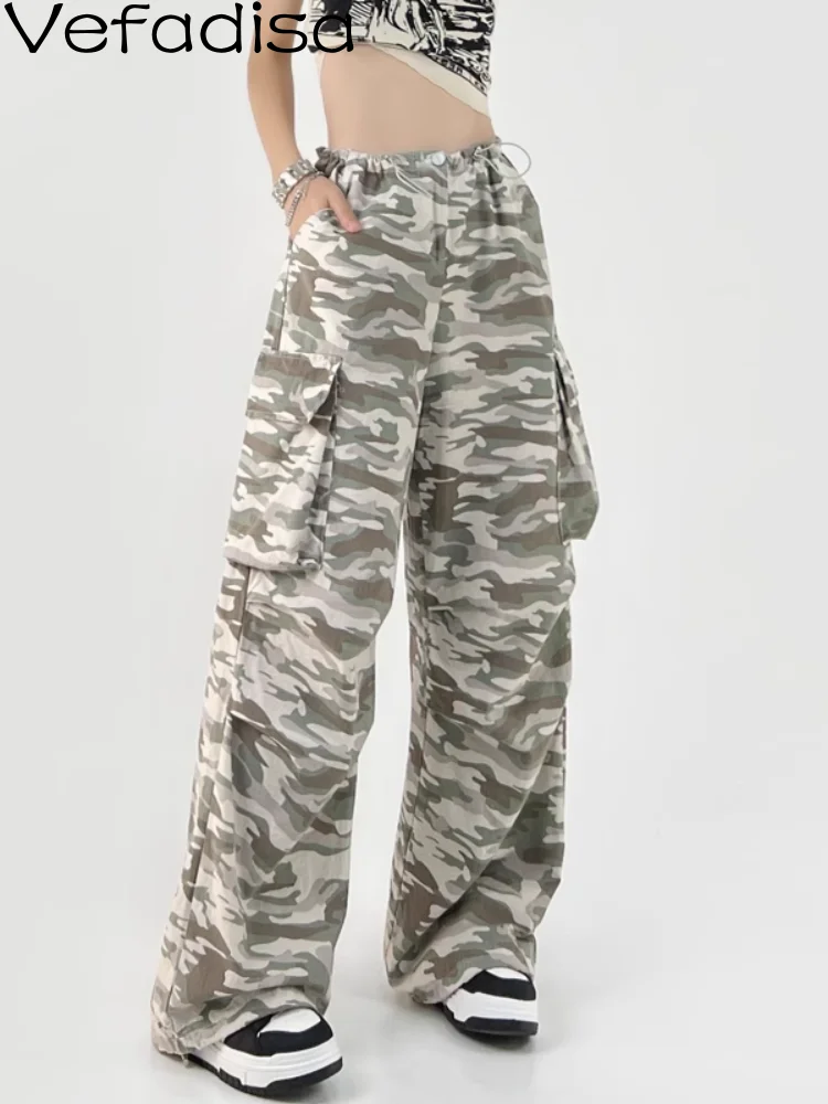 

Vefadisa 2023 Summer New Women Loose Trendy Cool Camouflage Casual Cargo Pants Personalized Fashion Trendy Girl Pants ZY1801