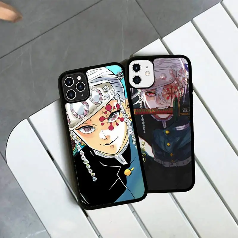 

FHNBLJ Demon Slayer Uzui Tengen Phone Case Silicone PC+TPU Case for iPhone 11 12 13 Pro Max 8 7 6 Plus X SE XR Hard Fundas