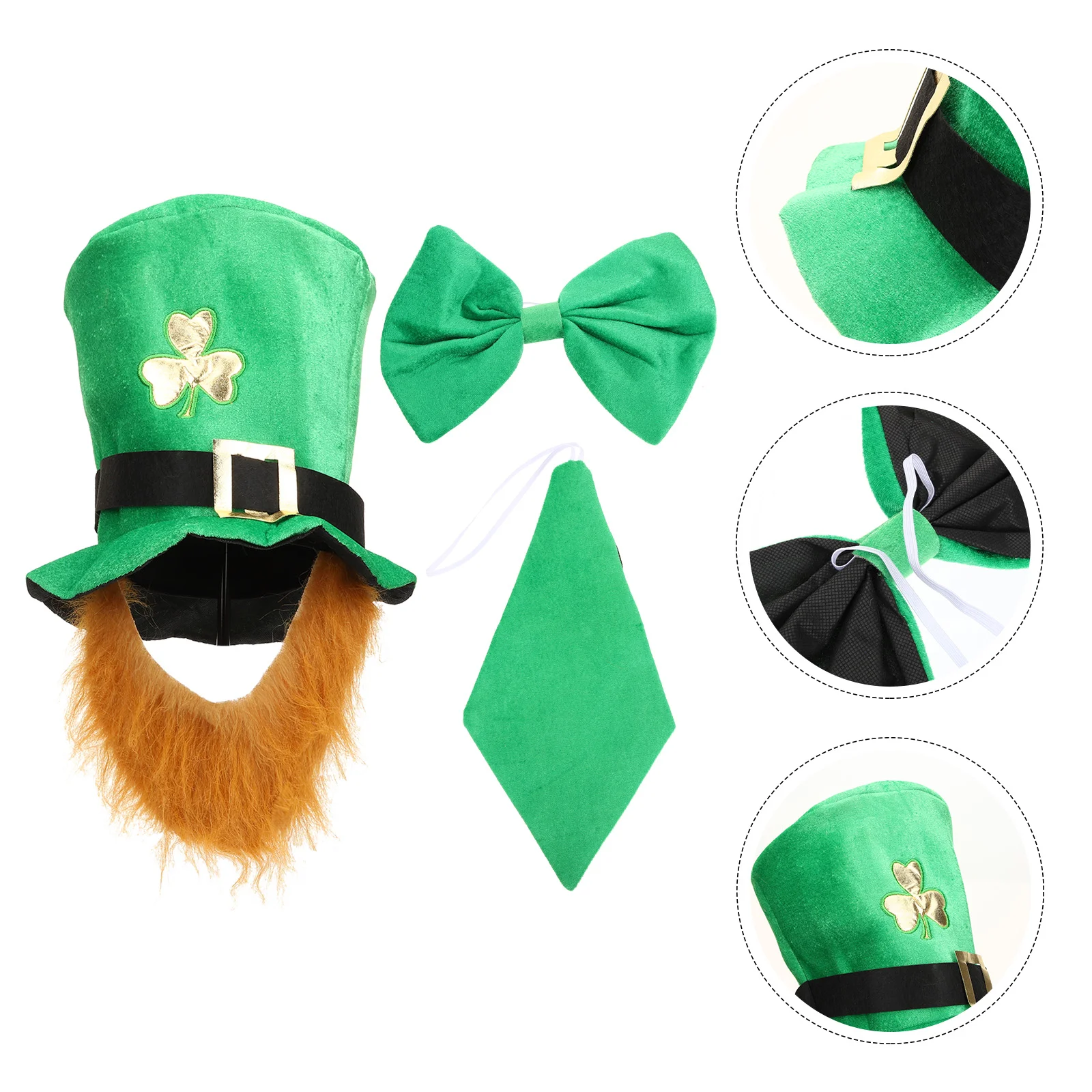 

St Day Patrick S Costumehat Party Patricks Leprechaun Accessories Green Favor Beard Shamrock Tie Bowfaux Mustache Decor