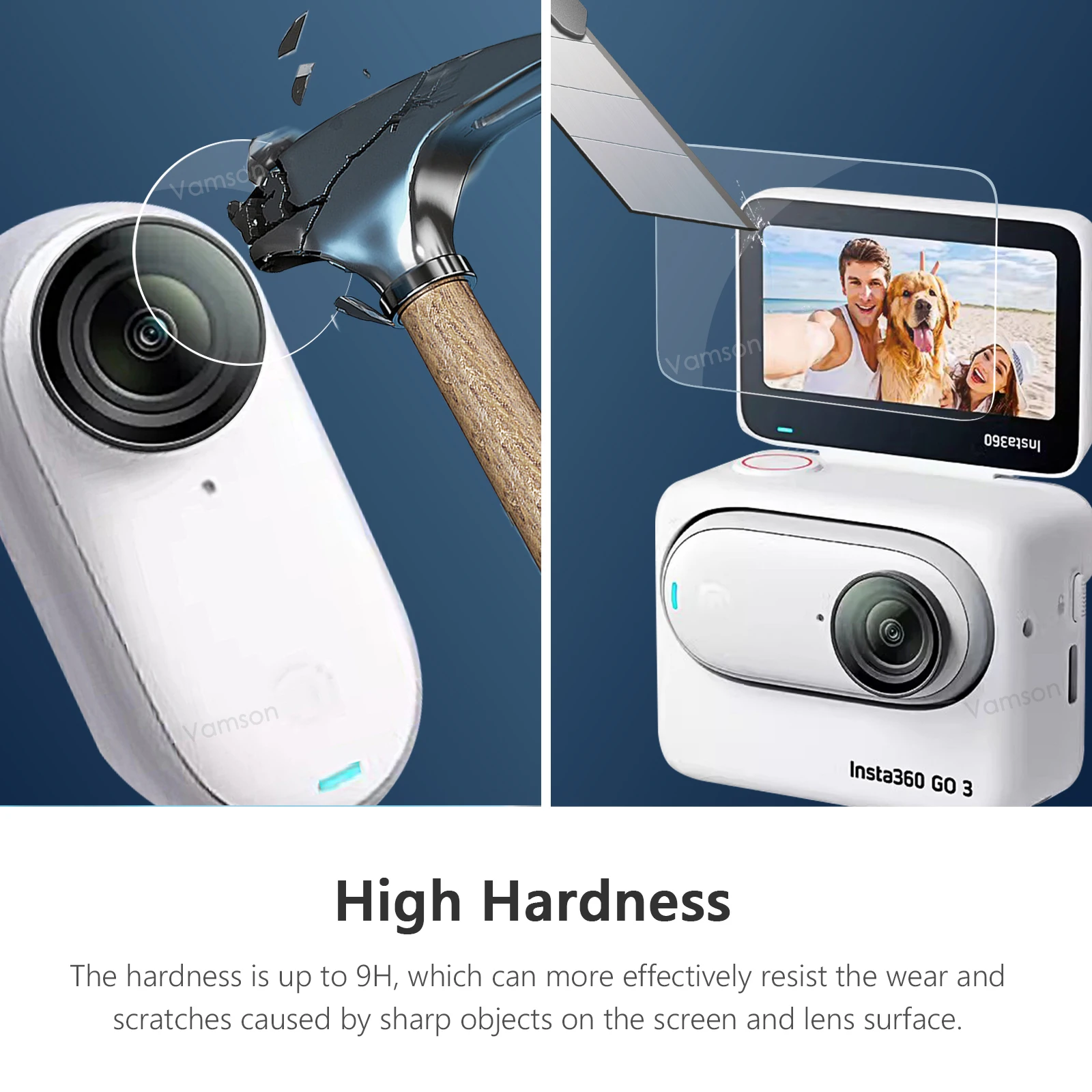 Аксессуары Vamson для Insta360 GO3, защитная крышка, рамка, крышка объектива, закаленное стекло, крепление для экшн-камеры Insta360GO3 (art.: 3920c2f992f29) - 3920c2f992f29