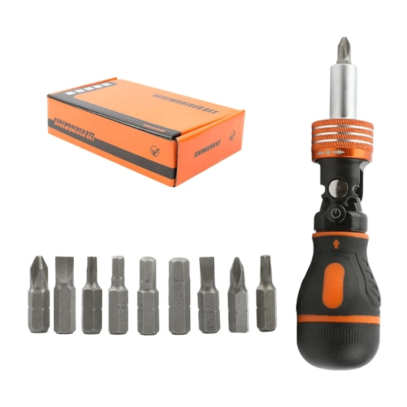 

9 in 1 Ratchet Screwdriver Multi-Bit Screw Driver Electrician Disassembly