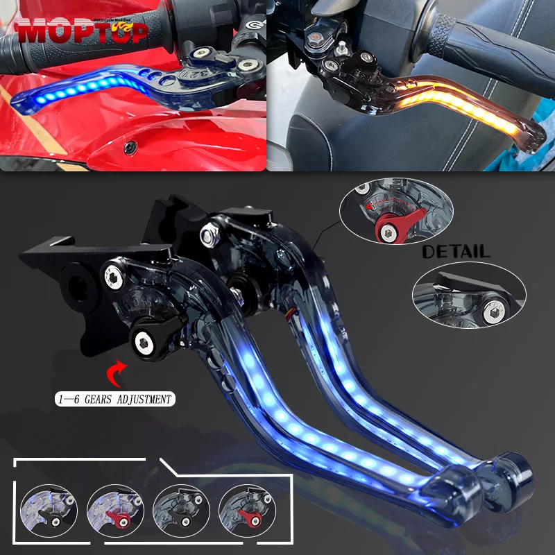 

For Ducati HYPERMOTARD 1100 S/EVO/SP 2007-2012 Motorcycle Always-on Turn Signal Light Short Brake Clutch Levers Handle Grips end