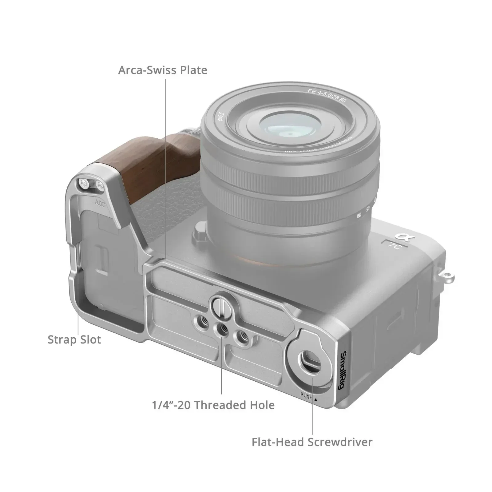 L-образная монтажная пластина SmallRig с деревянной или силиконовой ручкой клетка