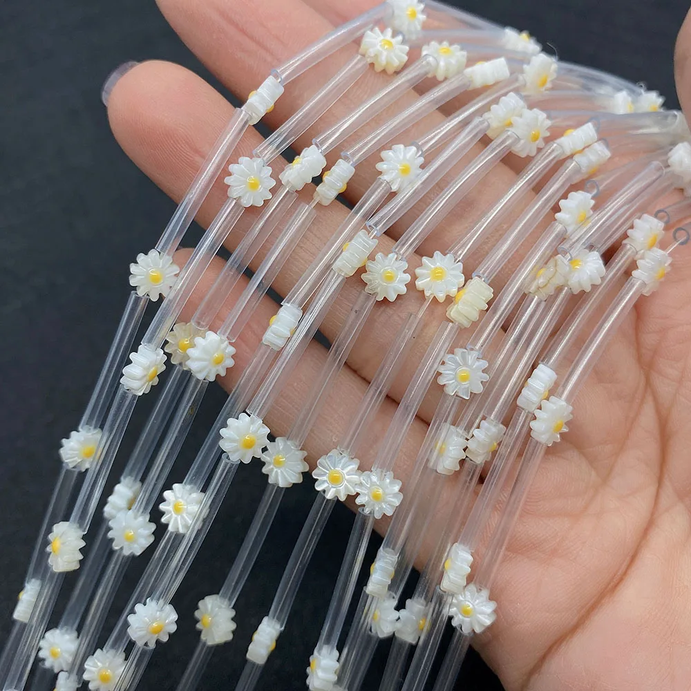 

10pcs Natural Exquisite Daisy Sunflower Small Mother of Pearl Beads Fashion Style DIY Jewelry Making Craft Bracelet Accessories