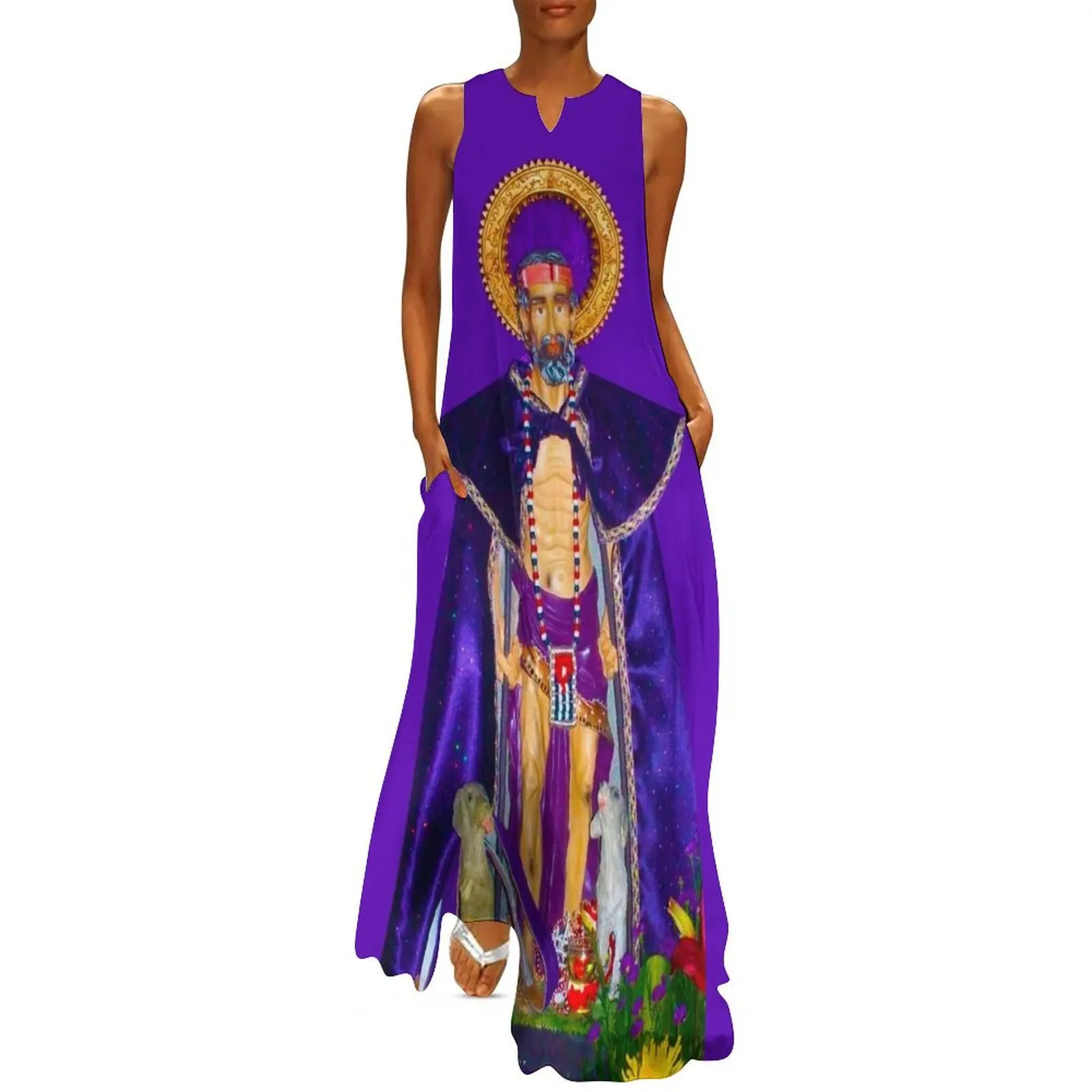 San Lazaro Babalu Aye Cuba Santeria Длинное платье Коктейльные платья Женская одежда для женщин