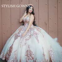 2022 glitter sweetheart quinceanera dresses sequined ball gown sweet 15 16 gowns 3d flowers vestidos de quincea%c3%b1era